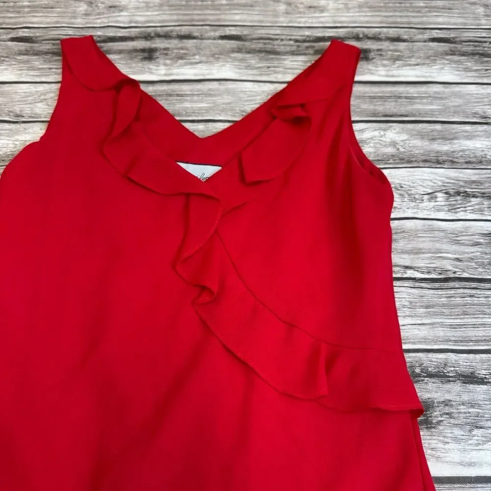 VTG 90s Breakin Loose Women's Red Faux Wrap Dress Mini Ruffle 9/10 - Picture 3 of 13